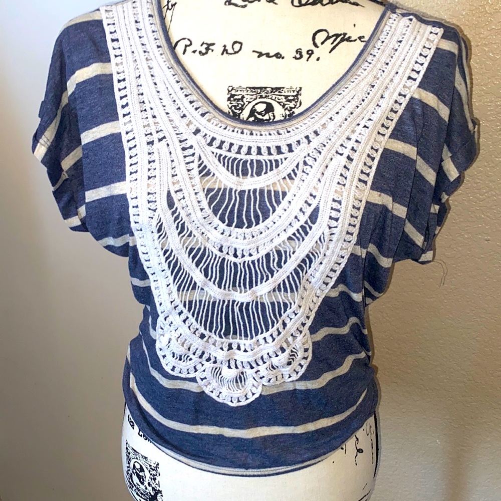 ☀️Stripe with embroidery Blouse